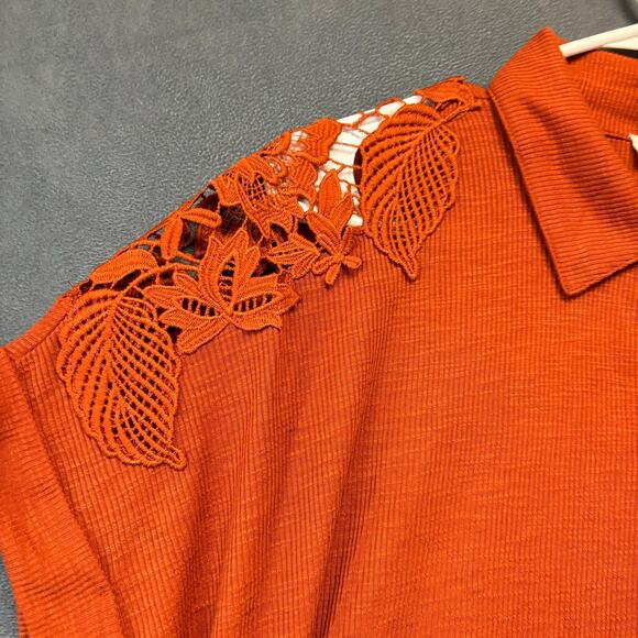 Rio & Rian Plus Size 1X Rustic Quaint Eyelet Crochet Dainty Western Cut Out - Picture 6 of 11